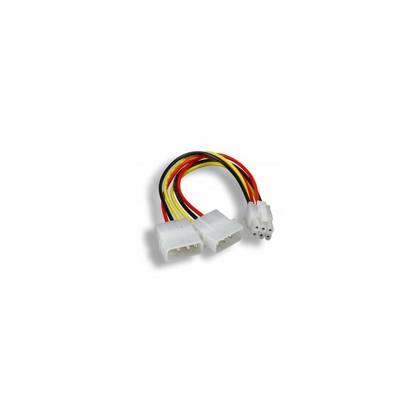Cable Wholesale Dual 5.25-inch Molex Female Power to PCI Express 6-Pin PC Power Adapter Cable, 8 inches 11W3-10008 - main